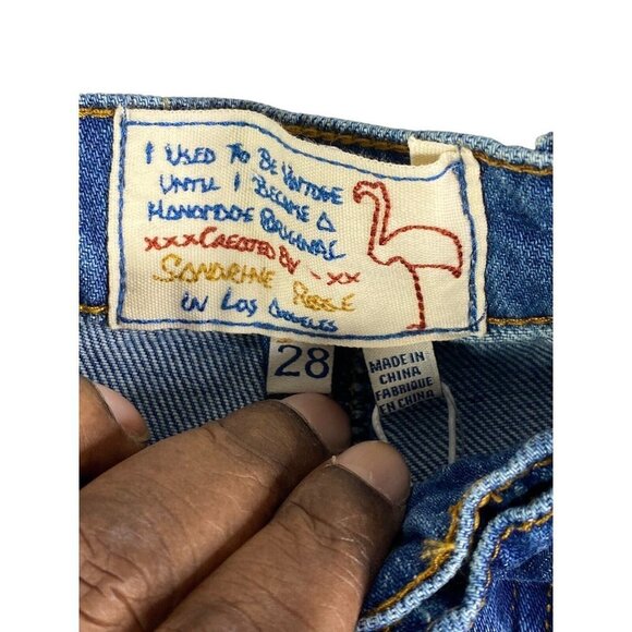 Free People x SANDRINE ROSE Women's Wide Fit Distressed Paper Jeans Size 28 - Picture 8 of 12